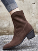 Bottines Femme Bottines En Cuir Suédé Marron Café Bout Pointu Bout Pointu