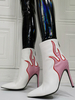 Bottines Femme Bout Pointu Géométrique Talon Aiguille En Cuir PU Rose Bottines