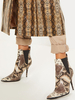 Bottines femme bout pointu talon aiguille imprimé léopard bottines en cuir PU