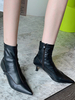Bottines femme bout pointu talon chaton bottines en cuir PU