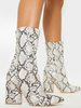 Bottines Femme Bout Pointu Talon Chunky PU Cuir Bottines Grises