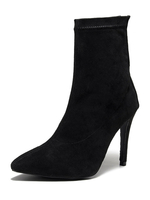 Bottines femme fermeture éclair bout pointu talon aiguille micro daim supérieur bottines noires