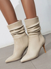 Bottines femme ivoire en PU bout pointu talon haut