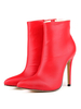 Bottines femme sexy rouge bout pointu talon haut à zip