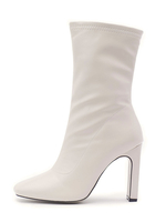 Bottines femme talon épais blanche en PU