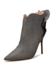 Bottines Femmes 2021 Gris Suédé Talon Haut Bout Pointu Zip Ruffle Detail Chaussures d
