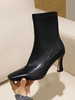 Bottines Femmes Hiver à Talons Hautes à Cuir Synthétique avec Bout Pointu Unicolore