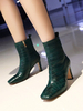 Bottines Femmes Hiver à Talons Hautes à Cuir Synthétique Vernis avec Bout Carré Imprimés Animal Unicolore
