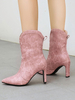 Bottines Femmes Hiver à Talons Hautes Imprimés Animal à Cuir Synthétique avec Bout Pointu Unicolore