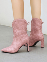 Bottines Femmes Hiver à Talons Hautes Imprimés Animal à Cuir Synthétique avec Bout Pointu Unicolore