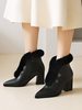 Bottines Femmes Hiver à Talons Mi-Hautes à Bout Pointu Cousu Avec Fausse Fourrure Unicolore Déco avec Boucles Bottines Femmes Hiver