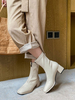 Bottines Femmes Hiver à Talons Mi-Hautes à Cuir Synthétique avec Bout Carré à Lacets Unicolore