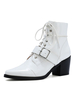 Bottines Femmes Hiver à Talons Mi-Hautes à Lacets avec Boucles à Bout Pointu Unicolore Bottines Femmes Hiver