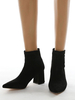 Bottines Femmes Hivers à Talons Hautes à Cuir Synthétique en Crôute avec Bout Pointu Unicolore