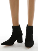 Bottines Femmes Hivers à Talons Hautes à Cuir Synthétique en Crôute avec Bout Pointu Unicolore