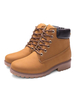 Bottines Femmes Plates Hivers à Cuir Synthétique Cousu en Crôute à Lacets Unicolore à Bout Rond