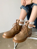 Bottines Femmes Plates Hivers à Cuir Synthétique Cousu Fausse Fourrure à Lacets avec Bout Rond Bicolores
