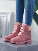 Bottines Femmes Plates Hivers à Cuir Synthétique en Crôute Cousu avec Fausse Fourrure à Lacets Unicolore à Bout Rond