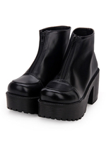 Bottines gothiques Lolita à plateforme zippée à talon épais Bottines Lolita noires Déguisements Halloween