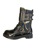 Bottines gothiques Lolita en cuir PU œillets métalliques bout rond chaussures Lolita noires