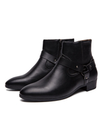 Bottines Homme avec Bout Rond en Cuir Synthétique Unicolore