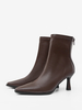Bottines marron à talons hauts et bout carré avec fermeture éclair