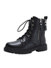 Bottines Martin pour femmes; bout rond; talons épais; bottines noires en cuir PU