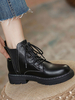 Bottines Martin pour femmes; bout rond; talons épais; bottines noires en cuir PU