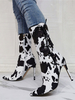 Bottines mi-mollet pour femme Bottines imprimées en micro suède noir à bout pointu