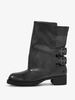 Bottines noires à boucle et à talon épais pour femmes