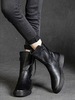 Bottines Noires À Bout Rond Bottes Fermeture Éclair Frange Femme