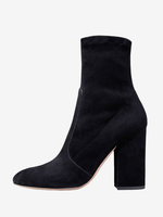 Bottines noires à bout rond et talon épais pour femmes