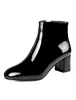 Bottines noires à bouts carrés pour femmes Bottes courtes à talon épais