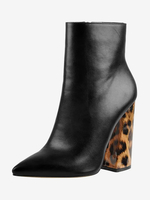 Bottines noires à fermeture éclair pour femmes bottes à bout pointu et talon épais
