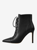Bottines Noires À Lacets Bout Pointu Talon Aiguille Bottes Chaussures Femme
