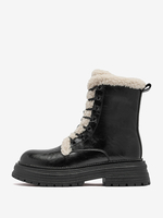 Bottines noires à lacets et bout rond pour femmes