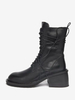 Bottines noires à lacets pour femmes bottines plates à bout rond