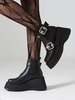 Bottines noires à plateforme et bout rond pour femmes