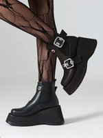 Bottines noires à plateforme et bout rond pour femmes