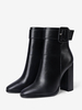 Bottines noires à talons blocs et détails de boucle bottes chaussures à bout rond
