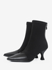Bottines noires patchwork à talons hauts et bout carré avec fermeture éclair