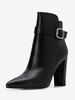 Bottines noires pour femmes à talon épais avec boucle et motif pierre