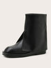 Bottines noires pour femmes; bout carré; talon plat; cuir PU; bottines Martin