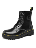 Bottines noires pour homme Fabulous Round Toe PU Leather Bottines Taille Plus