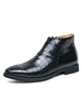 Bottines noires pour hommes Bottines confortables en cuir PU à bout rond