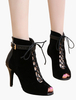Bottines Noires Talon Haut Bottillons Bout Ouvert à Lacet 2022 Sandales Bottillons