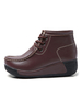 Bottines Plates avec Plateforme Femmes Hivers à Cuir Synthétique à Lacets avec Bout Rond Unicolore