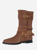 Bottines Plates En Daim Bottes Femmes Avec Bout Rond Boucles