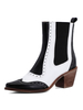 Bottines Plates Femmes Hivers à Cuir Synthéqtique Vernis à Bout Pointu Cousu avec Couleures Bicolores