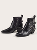 Bottines Plates Femmes Hivers avec Bout Pointu à Cuir Synthétique Vernis Décors avec Boucles